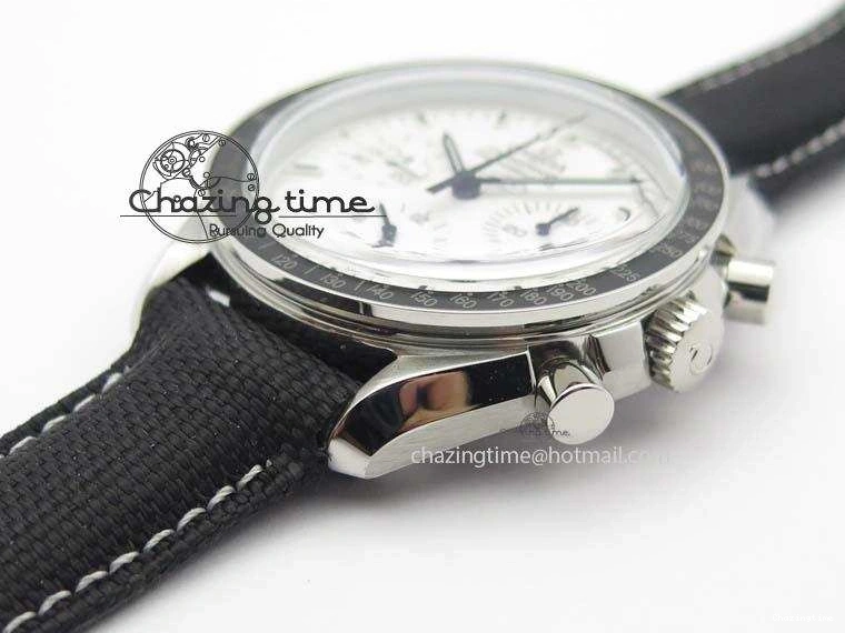 0202 TimelessDesign Speedmaster JHF SS Snoopy Award 45th Anniversary White Dial On Black Nylon Strap 8209